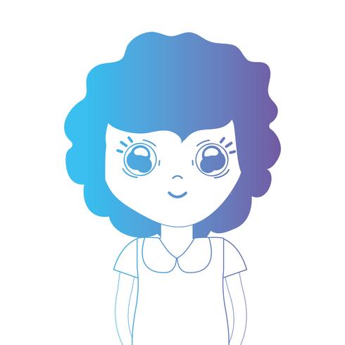 Línea avatar niña con peinado y blusa vector
