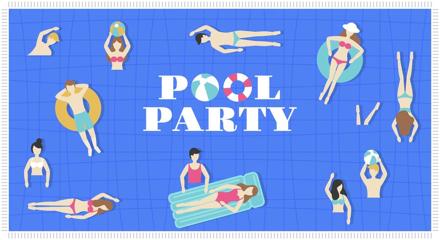 Pool Party, Top view Swimming pool vector