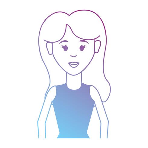 Línea de mujer con peinado y blusa de diseño. vector