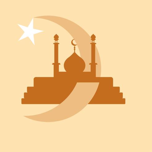 Mezquita islámica moderna vector Logo e icono sobre fondo de color crema