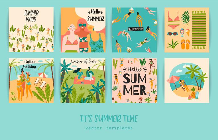 Plantillas del vector con la ilustración de verano divertido.