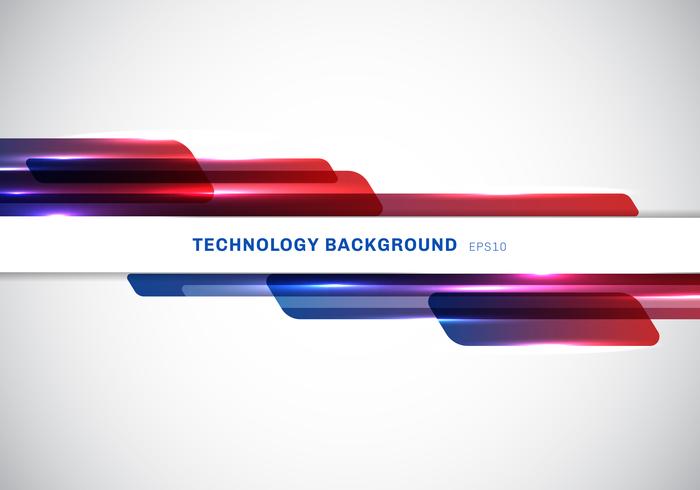 Abstract header blue and red shiny geometric shapes overlapping moving technology futuristic style presentation on white background with copy space. vector