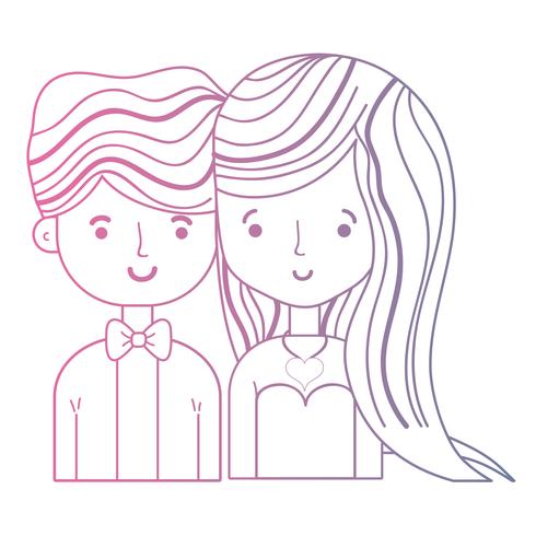 line beauty couple together with hairstyle design