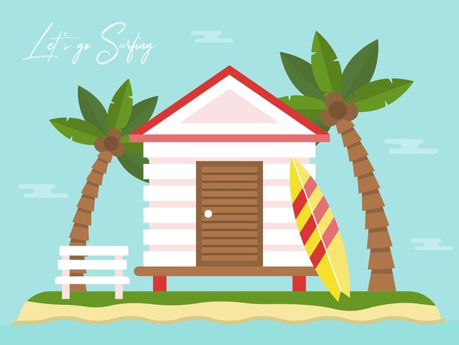 Summer Holiday, Bungalow on Island with sea view vector