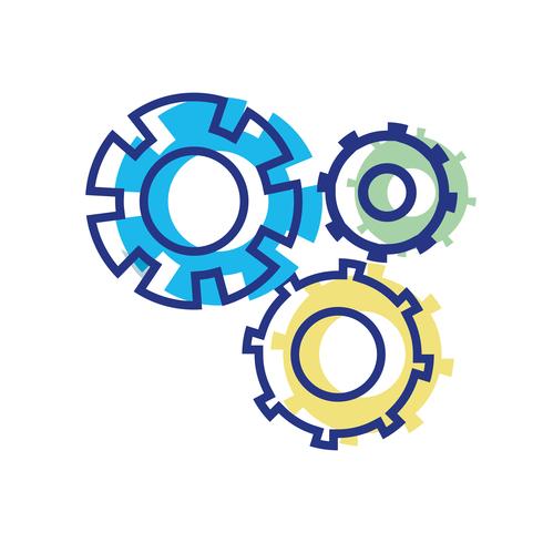 proceso de ingeniería de la industria del engranaje de color vector