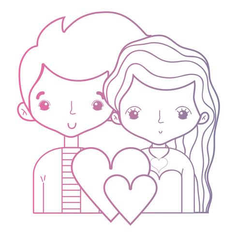 Línea de belleza pareja junto con diseño de peinado. vector