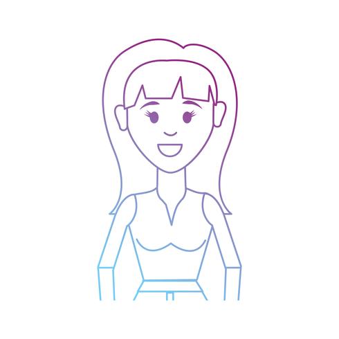 Línea de mujer con peinado y blusa de diseño. vector