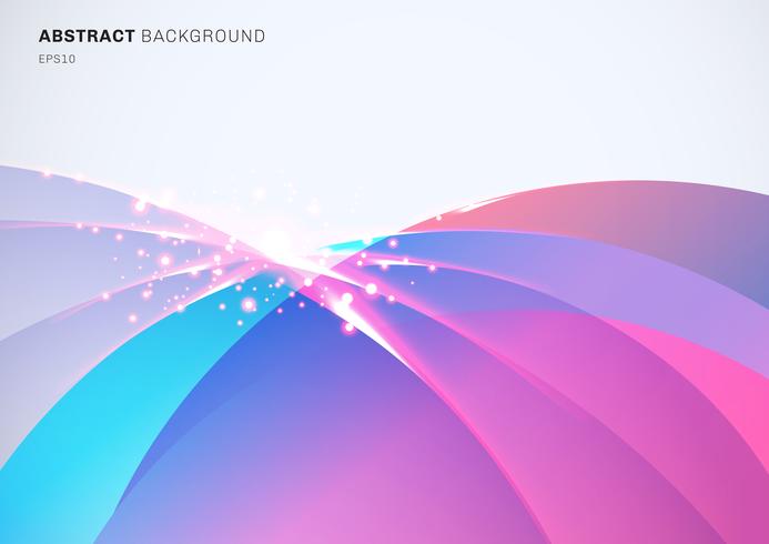 Resumen colorido curvado superpuesto y luz efecto chispeante sobre fondo blanco con espacio para texto vector