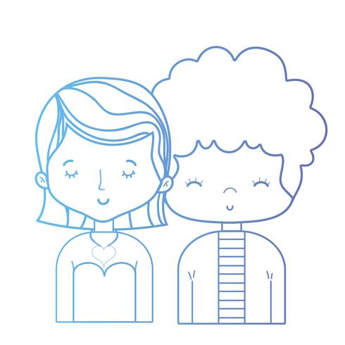 Línea de belleza pareja junto con diseño de peinado. vector