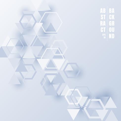 Abstract Triangles And Hexagons Light Blue Color With Shadow On White Background Geometric Pattern Futuristic Technology Style For Business Tech Presentations Download Free Vectors Clipart Graphics Vector Art