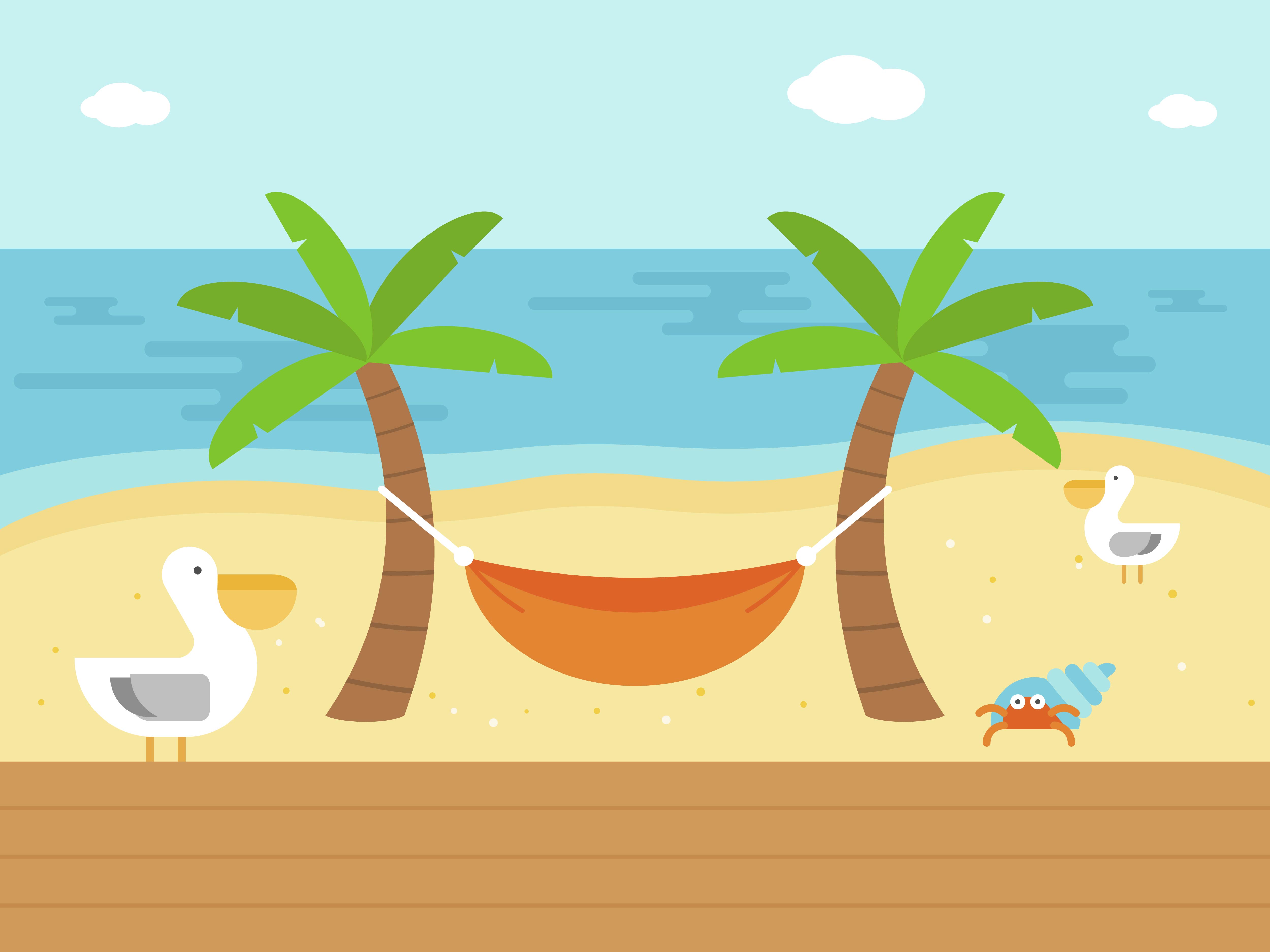 Summer Holiday Hammock On The Beach Vector 634982 Vector Art At Vecteezy