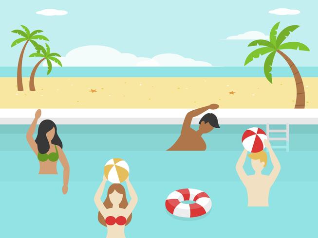 Summer Holiday, playing in the swimming pool vector