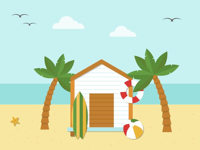 Vacaciones de verano, Bungalow en el vector de playa