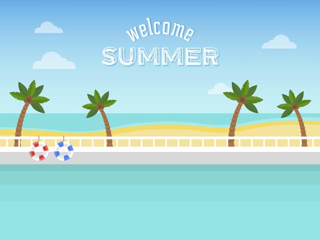 Summer Holiday, Swimming pool beside the sea vector