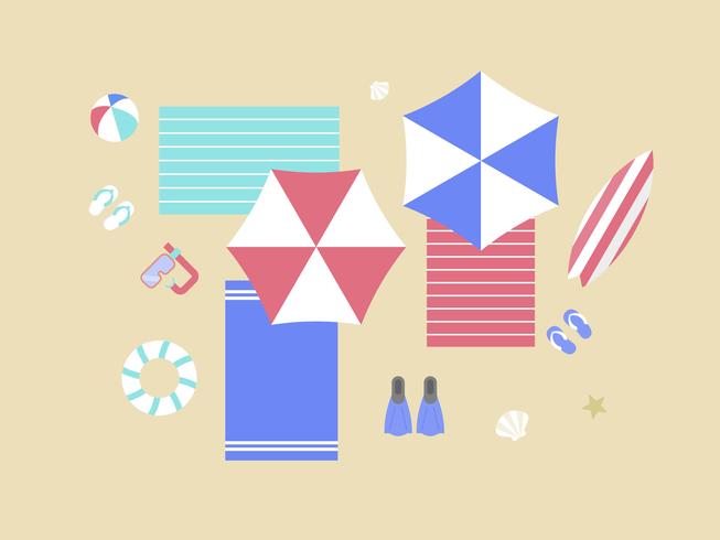 Summer Holiday, Beach with beach equipment vector