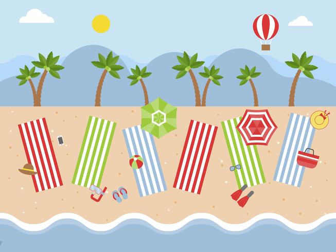 Summer Holiday, Beach view with beach equipment vector