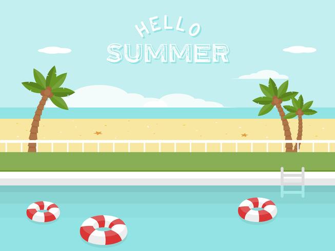 Summer Holiday, Swimming pool beside the sea vector