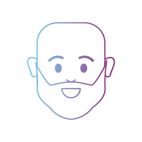 línea avatar hombre cabeza calva con barba vector