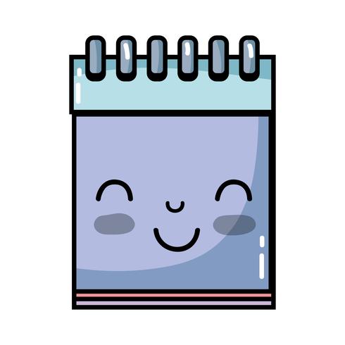 kawaii cute happy notebook tool vector