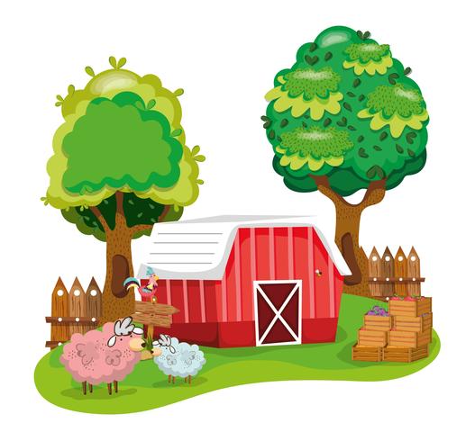 Dibujos animados hermosa granja vector