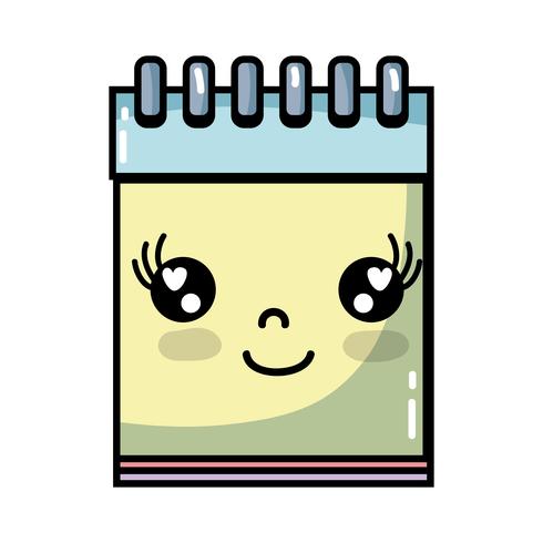 kawaii linda herramienta cuaderno feliz vector