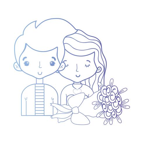 Línea de belleza pareja junto con diseño de peinado. vector