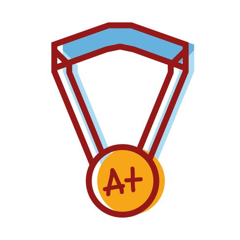 Símbolo de la medalla escolar para estudiante inteligente. vector