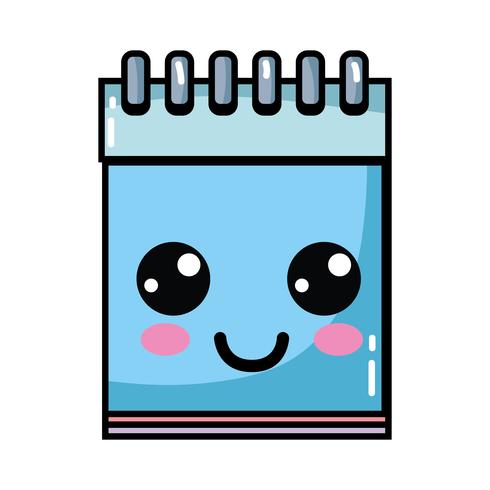 kawaii linda herramienta cuaderno feliz vector