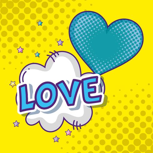 Heart and love pop art vector