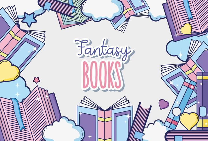 Fantasy and magic books vector