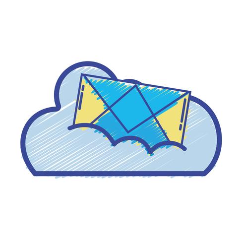 cloud data with e-mail card message vector