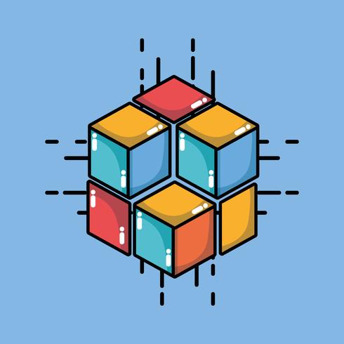 blockchain cubes digital security technology vector