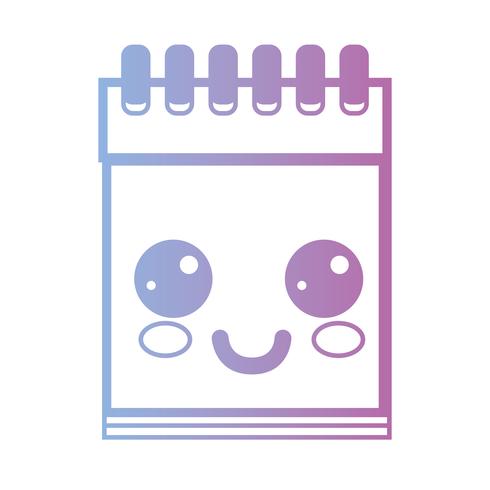 línea kawaii linda herramienta de cuaderno feliz vector