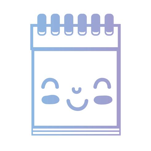 línea kawaii linda herramienta de cuaderno feliz vector