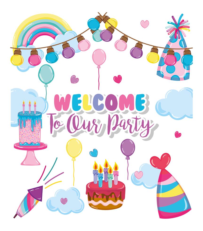 Welcome to our party 635265 Vector Art at Vecteezy