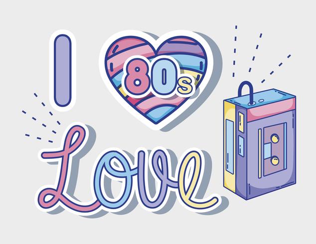 Me encantan los dibujos animados de los 80 vector