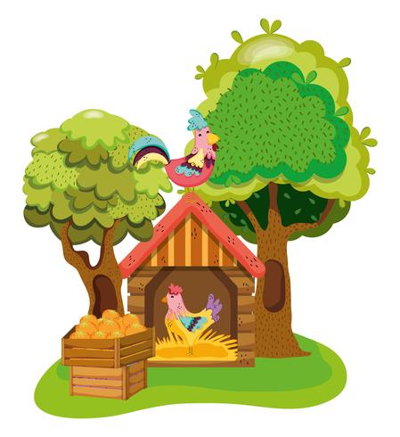 Beautiful farm cartoons vector