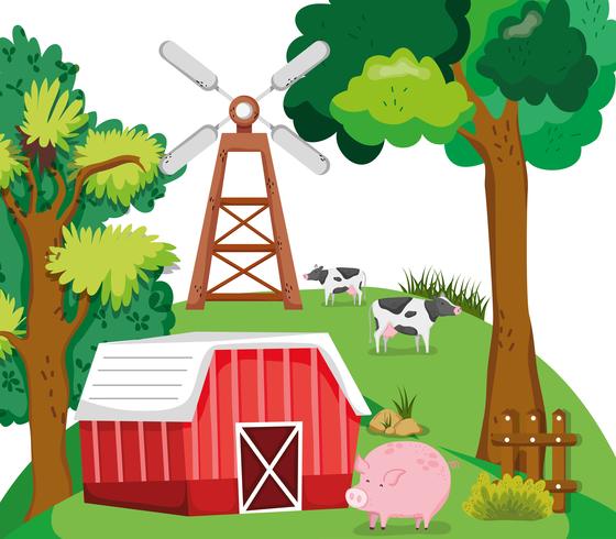Beautiful farm cartoons vector