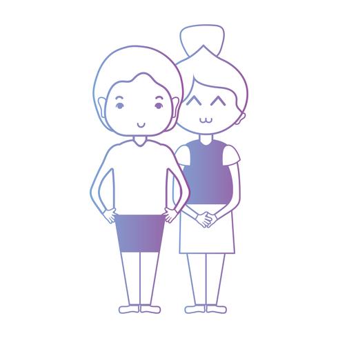line nice couple together with hairstyle design vector