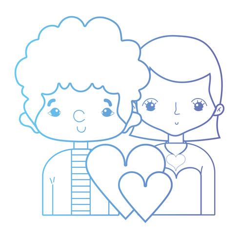 line beauty couple together with hairstyle design vector