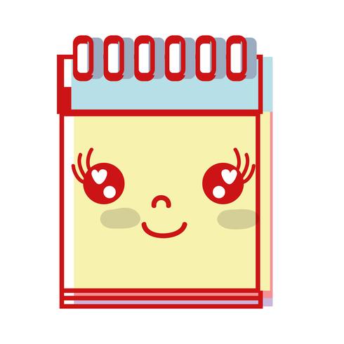 kawaii linda herramienta cuaderno feliz vector