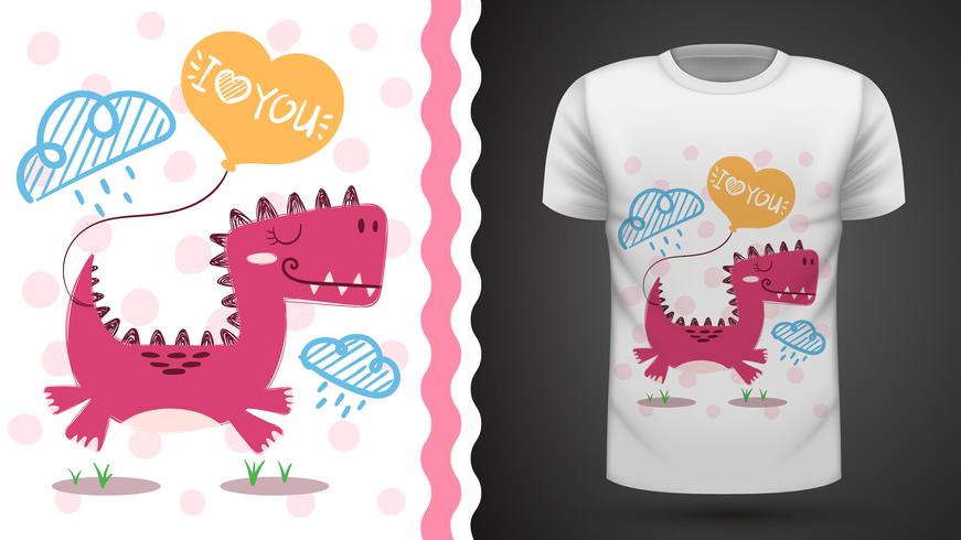 Cute dino - idea for print t-shirt. vector