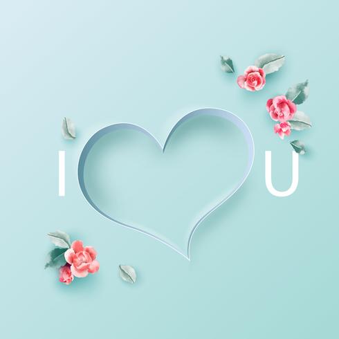 Love concept, Valentine's day background. Flower frame.  vector