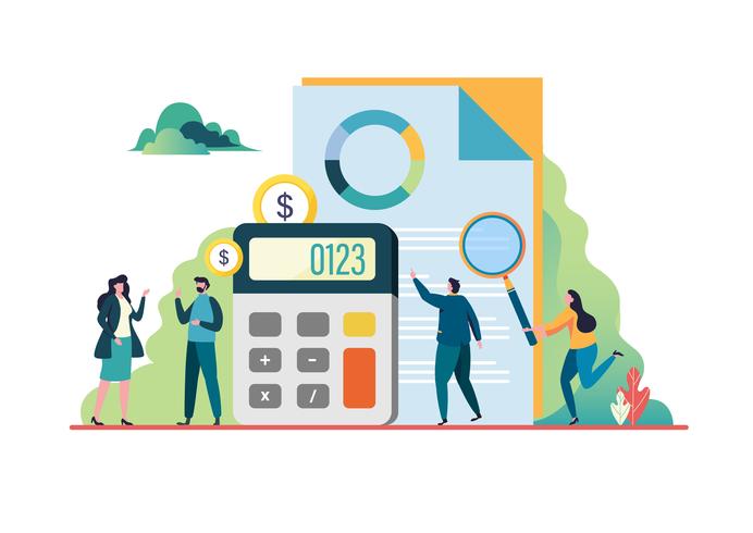 Financial audit. Consultant meeting.  Business concept. vector illustration .