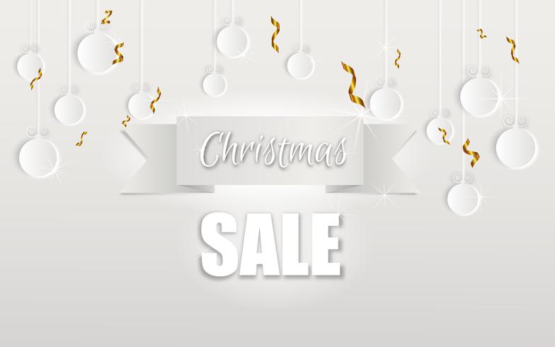 Merry Christmas and Happy New Year. Christmas sale. Holiday background. paper craft style vector