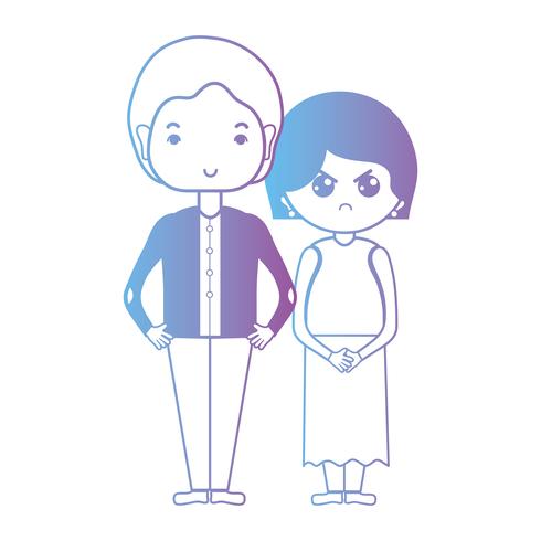 line nice couple together with hairstyle design vector