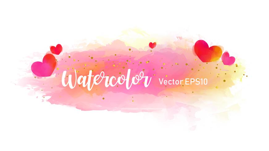 El color que salpica en el papel. Trazos de pincel acuarela con brillo de oro aislado en blanco. Ilustración creativa. Paleta de colores artística. Fondo de moda. vector