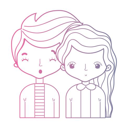 line beauty couple together with hairstyle design vector