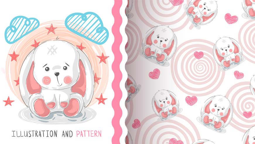 Happy easter, rabbit - seamless pattern vector