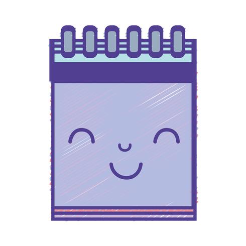 kawaii cute happy notebook tool vector